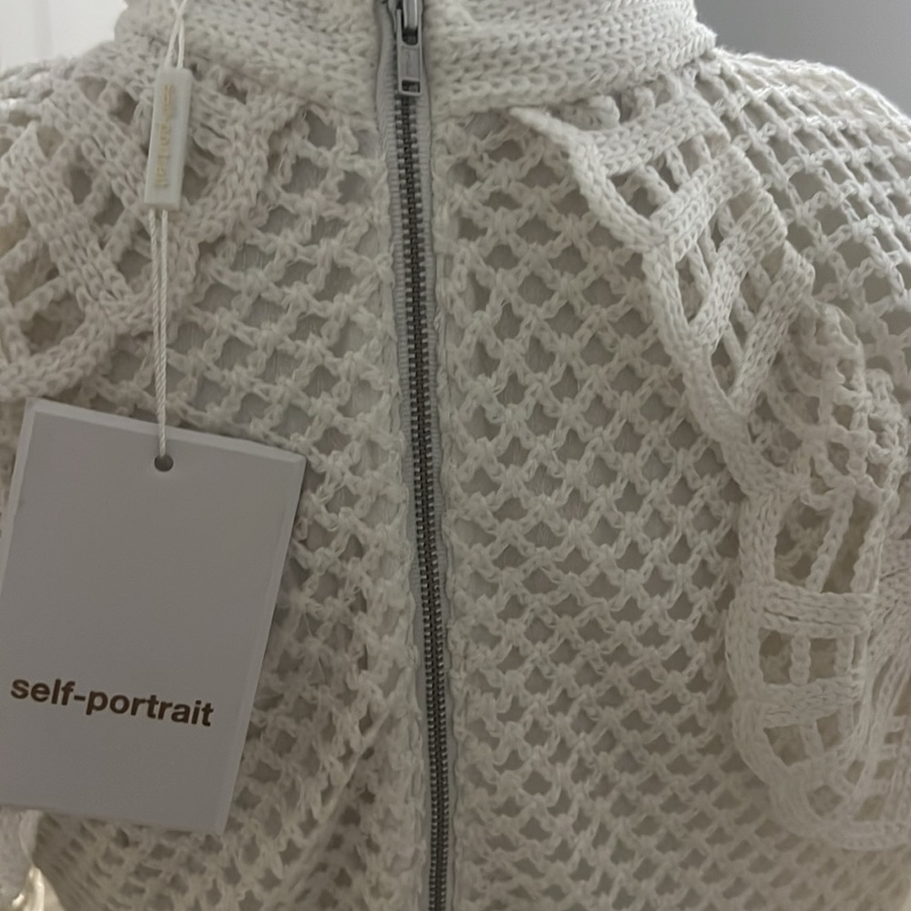SELF-PORTRAIT Crochet Mini Dress Elegant White Crochet New with Tags $250 OBO. - Picture 9 of 11